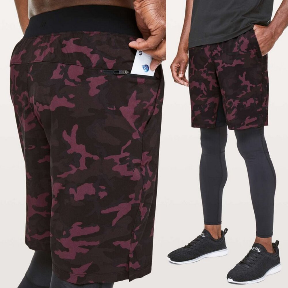 Lululemon THE Shorts Linerless Small Incognito Camo Red